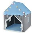 thumbnail image 3 of Gymax Kids Playhouse Tent Large Castle Fairy Tent Gift w/Star Lights Mat Blue, 3 of 9