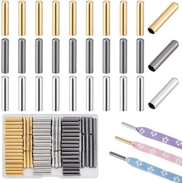1set 120pcs 3 colors Column Brass Aglets Shoelace End Tips Mixed color 20x4.2mm Hole: 4mm 40pcs/color