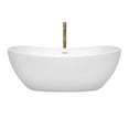thumbnail image 3 of Rebecca 65 Inch Freestanding Bathtub in White with Shiny White Trim and Floor Mounted Faucet in Brushed Gold, 3 of 7