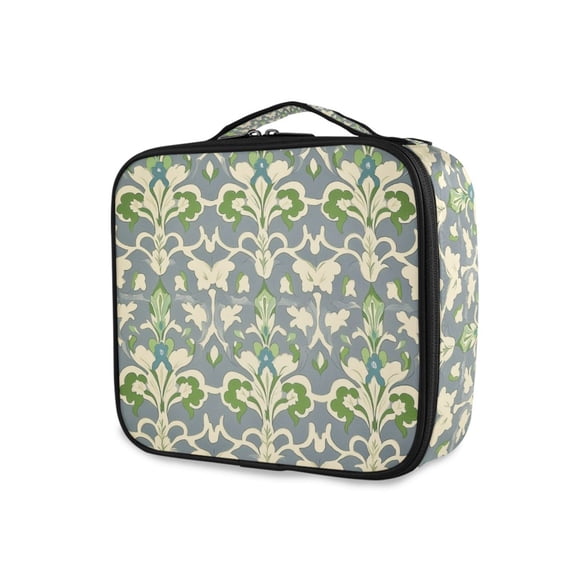 FORMRS Travel Makeup Bag Large Capacity Train Case Cosmetic Organizer with Adjustable Dividers, Beige Floral