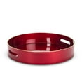 thumbnail image 1 of Plateau Rond Rouge Brillant avec Accents Dorés, 1 of 3