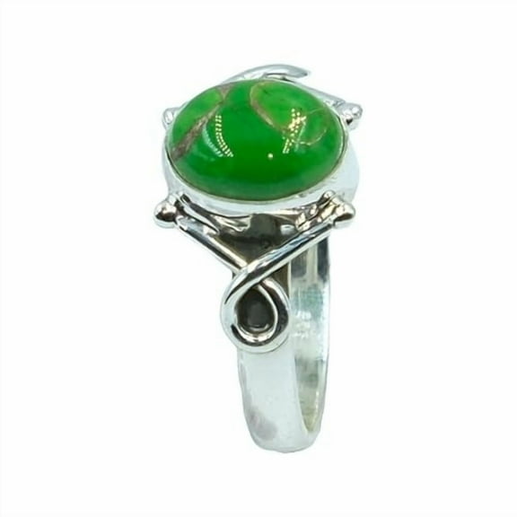 Green Copper Turquoise 925 Sterling Silver Handmade Unique Design Promise Statement Ring Gift Jewelry