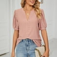 thumbnail image 4 of Birdeem Womens V- Neck Hollow Out Recreational Short Sleeve Tops, 4 of 6