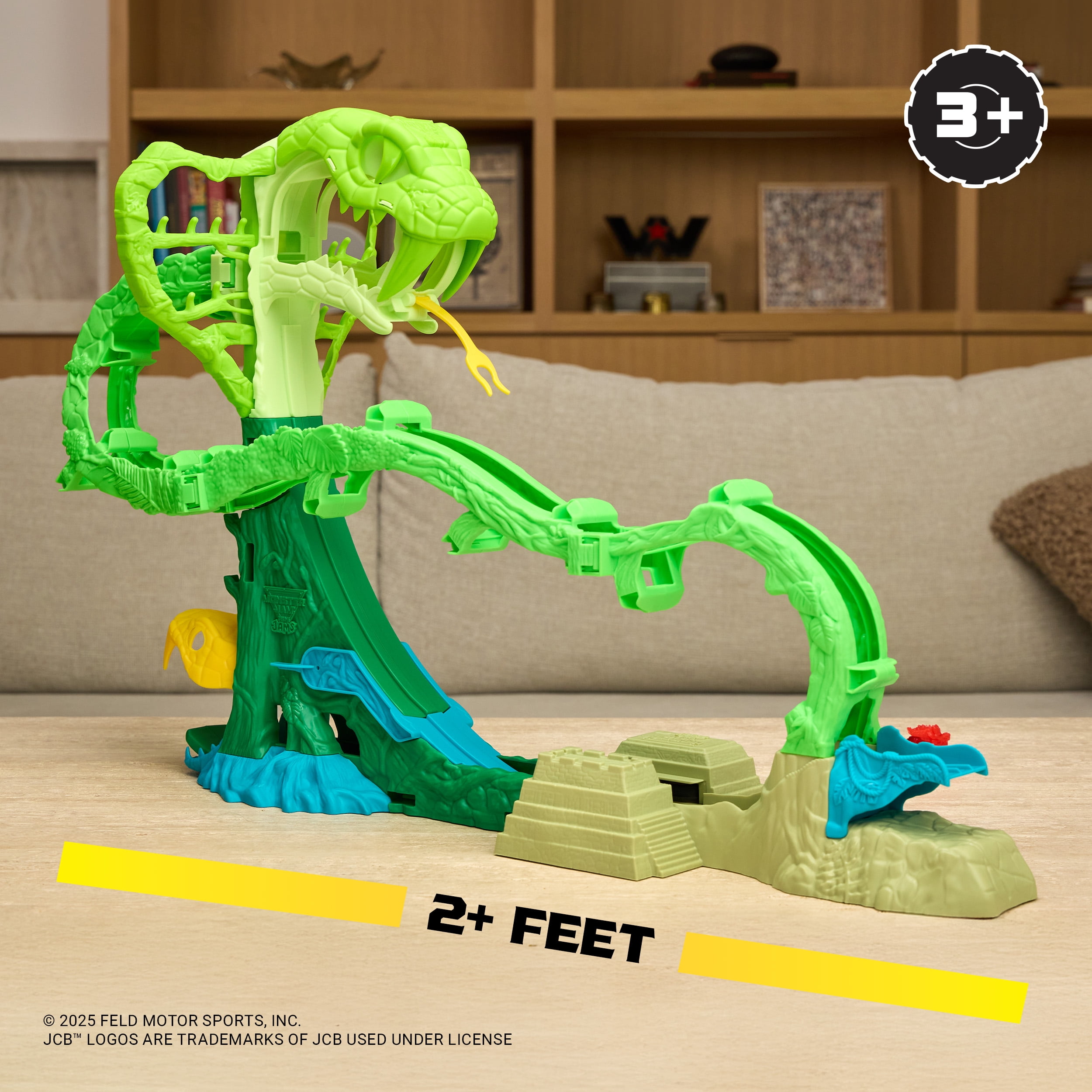 Monster Jam Mini Jams, Cobra’s Crazy Escape Playset with 2 Monster Trucks, Monster Jam Mini Jams, Cobra’s Crazy Escape 28” Motorized Playset, 2 Exclusive Die-Cast ThunderROARus and JCB Digatron Monster Trucks, Kids Toys for Boy and Girls Ages 3 and up