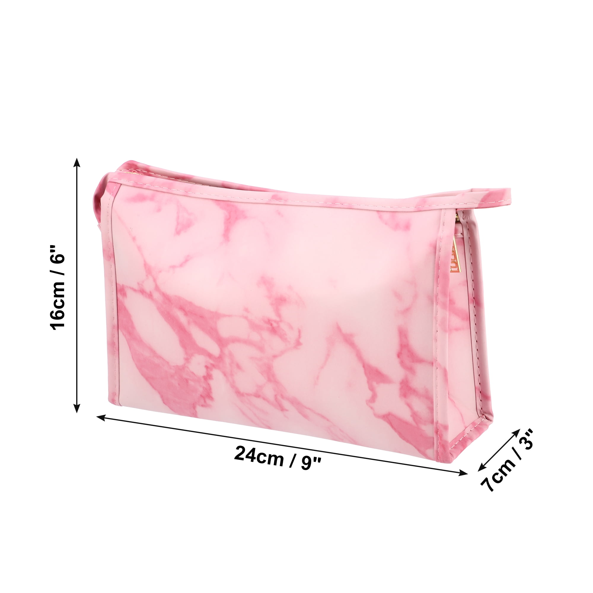 Unique Bargains Floral Makeup Bag Zipper Flower Cosmetic Pouch Pink