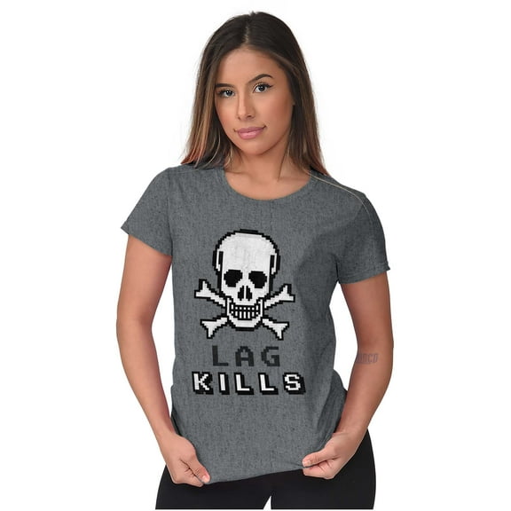 Lag Kills Computer Video Gaming Gamer Womens Fitted Plus Size Graphic Tee Brisco Brands 2X