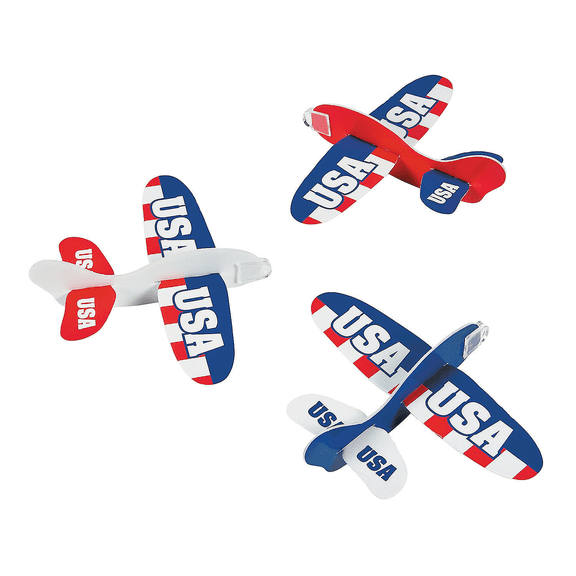 Usa Rwb Foam Gliders (4Dz) - Party Favors - 48 Pieces