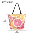 thumbnail image 5 of FORMRS Womens Canvas Tote Bag with Zipper Inner Pocket Shoulder Handbag, Pink Grapefruit Slices, 5 of 7