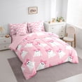 thumbnail image 2 of Manfei Pink Bow Ghosts 7-Piece Twin Bedding,Halloween Themed Print Bedding Comforter Set,Pink Reversible, 2 of 7