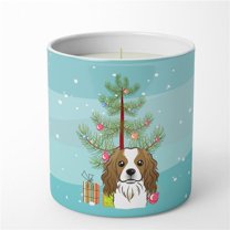 Carolines Treasures BB1596CDL 3.75 x 3.25 in. Unisex Christmas Tree & Cavalier Spaniel 10 oz Decorative Soy Candle