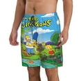 thumbnail image 2 of Men's Simpsons Beach Shorts Hot Summer Swim Trunks Sports Running Bathing Suits with Mesh Lining, 2 of 8