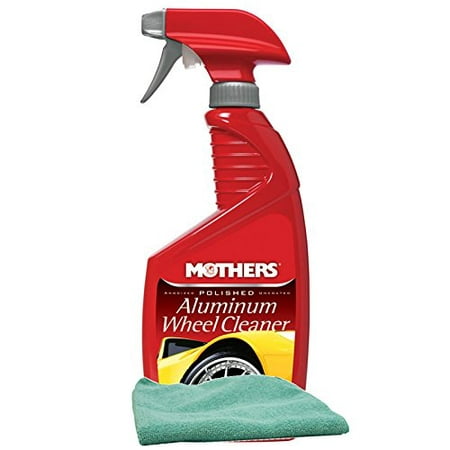 Mothers Polished Aluminum Wheel Cleaner (24 oz.), Bundles with a Microfiber Cloth (2 (Best Aluminum Wheel Cleaner)