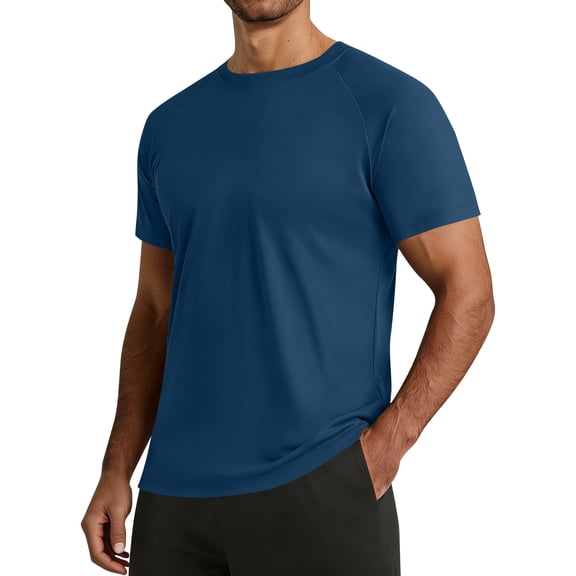 LTTVQM Workout Shirts for Men Casual Quick Dry 2026 Summer Fashion Tops Men's T-Shirts for Gym Running Athletic Navy 3XL