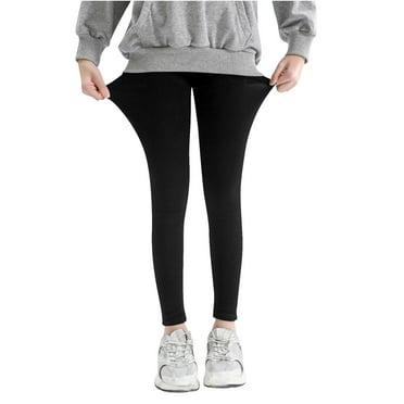 Cethrio Kids Girls Leggings, Skinny Stretch Elastic Waist Solid Color Kids Bottoms Black Size 3-4T