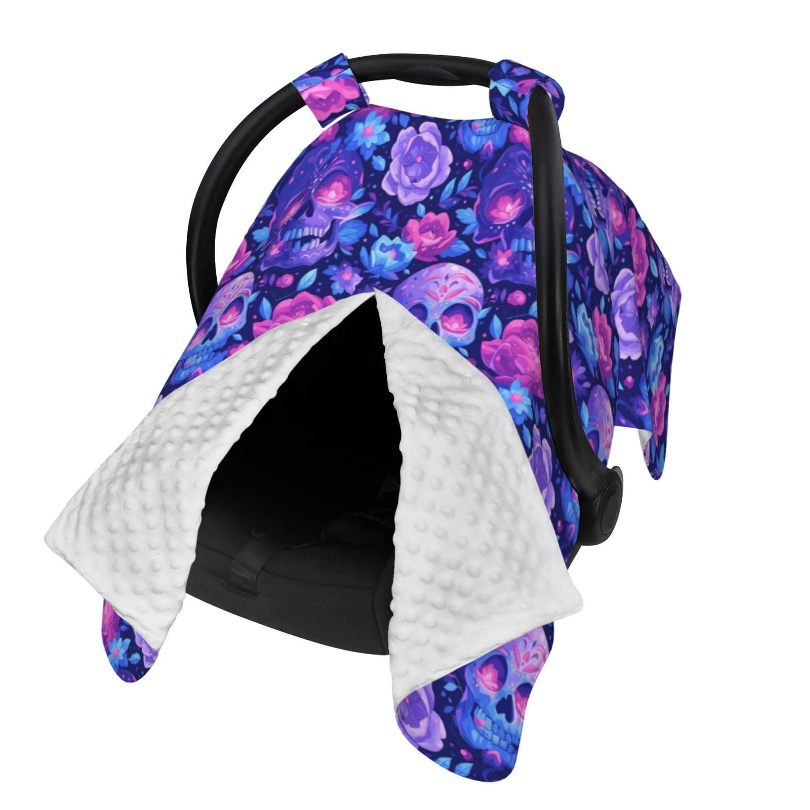 Naloa blue Skull purple flower1 Baby Car Seat Cover, Breathable Baby Carrier Cover, Multiuse Baby Carrier Cover & Nursing Breastfeeding Cover