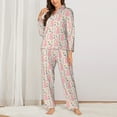 thumbnail image 2 of KLL Rabbit Print Women's Long Sleeve Pajamas with Pants Sleepwear Loungewear 2 Set-Medium, 2 of 7