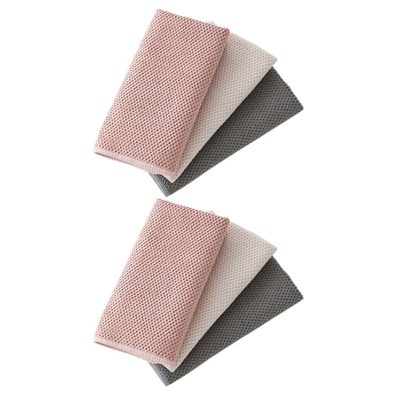 OUNONA 6-Pack Assorted Microfiber Dish Towels Soft and Absorbent Kitchen Cleaning Cloths for Dishes and
