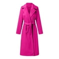 thumbnail image 4 of Ovticza Womens Classic Coat Lapel Collar Open Front Belted Long Jacket Hot Pink 2XL, 4 of 7