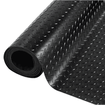 Qunbio Garage Floor Mat, 16.4 x 3.3 Ft Rubber Flooring Rolls with Diamond-Plate Design, Anti-Slip Garage Mats for Gym Warehouse Basement Trunk