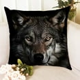 thumbnail image 4 of Lilixerw Wolf Animal Print Linen Pillow Cover 18x18 Inch,with Zipper,Animal Decorative Cushion Cover for Sofa Living Room Bed,Black, 4 of 6