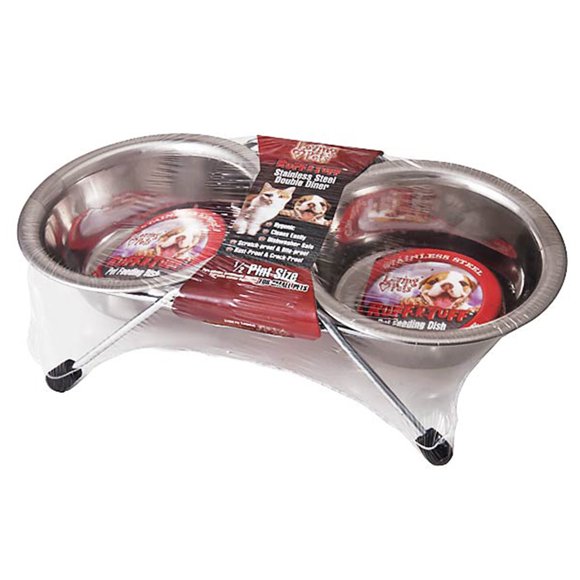 Loving Pets Products Ruff N' Tuff Stainless Steel Double Diner - 1 qt