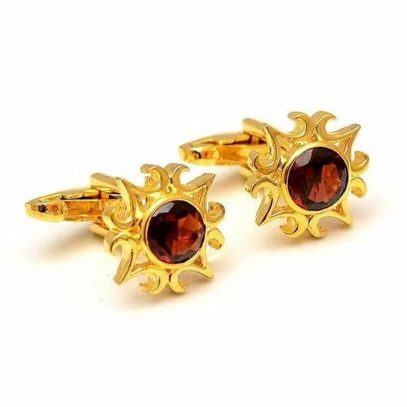925 Silver Garnet Cufflinks Gold Plated Art Deco Red garnet Cufflinks For Mens Garnet Engagement Cufflinks