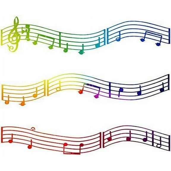 Whimsical Practicality's Colorful Music Notes Edible Icing Image Cake Border Strips-3-2.5"x10.5" Strips