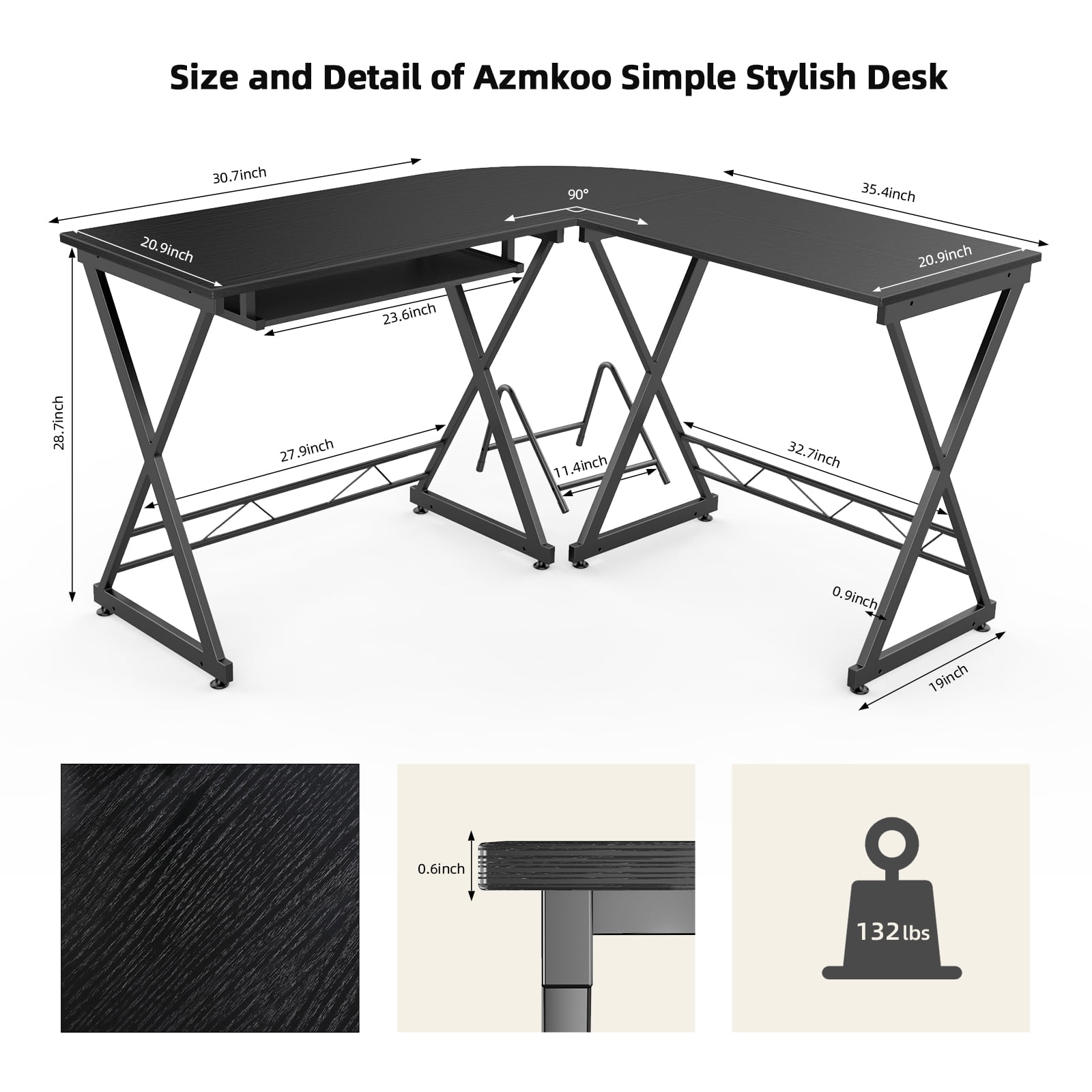 Buy LShaped Computer Desk, Modern Round Corner Writing Gaming Desk