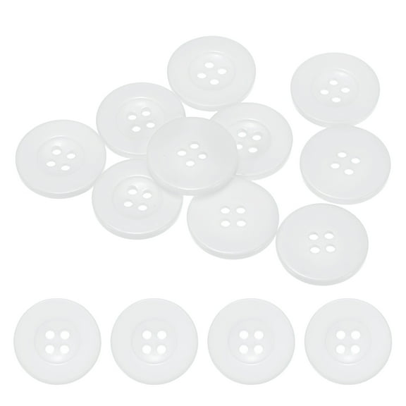 Uxcell Sewing Buttons [10pcs] - 1 Inch/ 25mm 40L Resin Round Flat 4-Hole Craft Replacement Buttons for Coats & Sewing Clothing & DIY - [White]