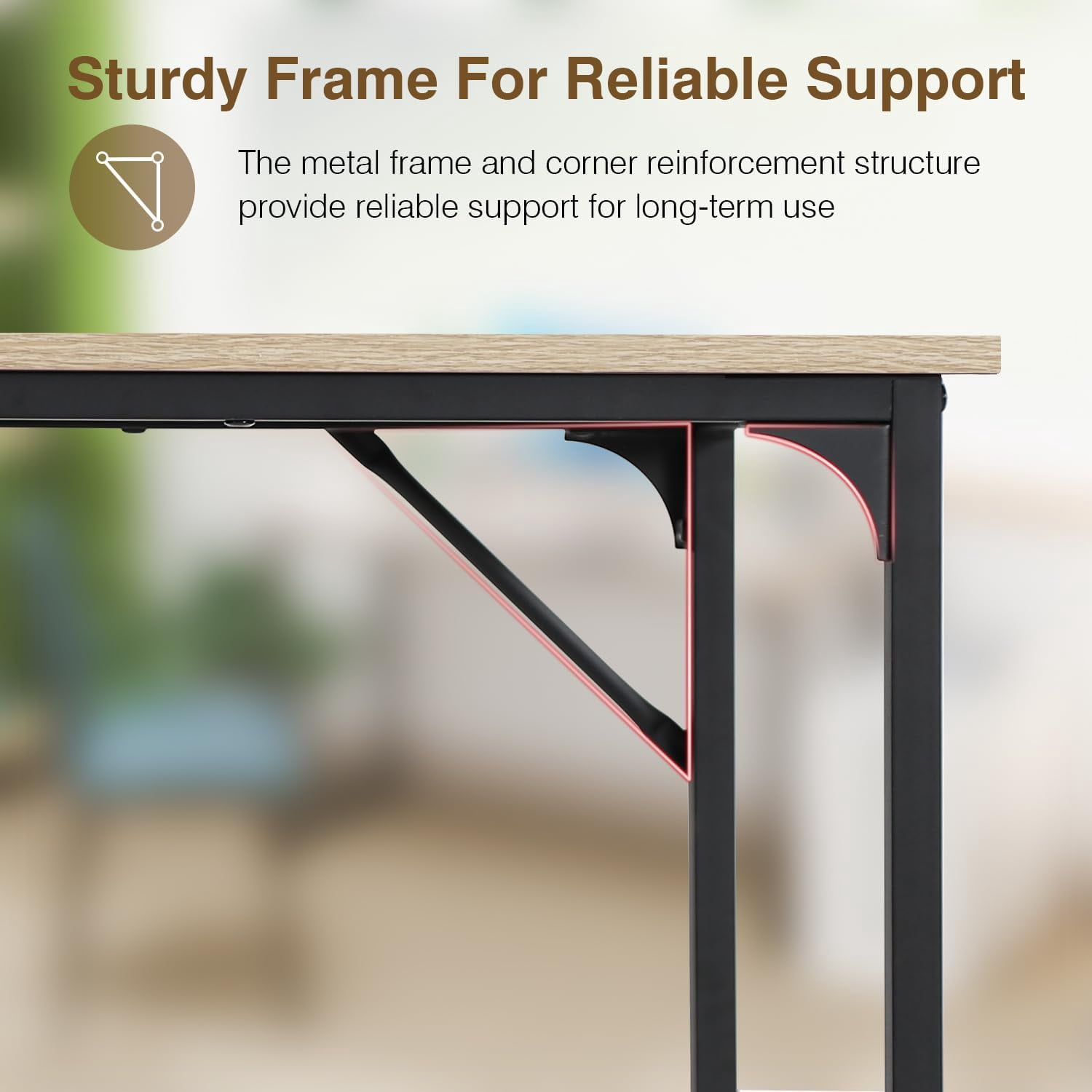 FDW 47.2 inches Computer Desk,Modern Simple Style PC Desk with Metal Frame，Nature
