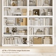 thumbnail image 5 of Hiphuta 63"W Extra Large and Sturdy Bookcase, Double Wide 6-Tier Bookshelf, Tall Bookcase for Home Office and Living Room, Wooden Freestanding Display Shelf, White, 5 of 7