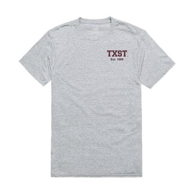 W Republic Apparel 528-181-HGY-01 Texas State University Practice Tee for Men, Heather Grey - Small