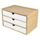 thumbnail image 1 of Cajón de almacenamiento de escritorio de bambú, tijeras, suministros premium para estudio, baño, blanco Tres capas blancas, 1 of 9