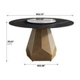 thumbnail image 5 of 53" Round Marble Dining Table, Artificial Stone Top for 6, Black Metal Base, White Turntable, Kitchen/Dining Room. Stain-Resistant, Heat-Resistant, Easy Clean, 5 of 14