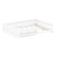 thumbnail image 6 of Euroco Wood Full Size Platform Bed with Shelves, Floor Bed with Guardrails, White, 6 of 12