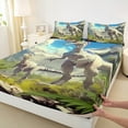 thumbnail image 3 of Manfei Tyrannosaurus Rex Queen Sheet Sets 4 Pieces, Kids Dinosaur Dino Flat Sheet, Jungle Wildlife Queen Fitted Sheet, Microfiber Room Decor, 3 of 7