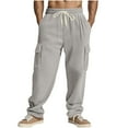 thumbnail image 2 of Txeol Mens Corduroy Cargo Pants Casual Soild Elastic Waist Drawstring Sweatpants Loose Outdoor Pant with Multi Pockets 2025-Gray,M, 2 of 9