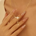 thumbnail image 4 of 925 Sterling Silver Cherry Blossom Necklace for Women Graduation Pink Jewelry 14K Gold Plated Cute Birth Month Enamel Flower Pendant Necklace Floral Artificial Stone Pearl Chain, 4 of 7