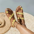 thumbnail image 2 of Nrmvnmi Women's Sandals Comfortable Dressy Summer Open Toe with Clip Toe Plus Size Ethnic Beach Flat Sandals Yellow Mothers Day Gifts, 2 of 9