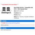 thumbnail image 2 of Rear Brake Pad Set - Compatible with 2018 - 2022 Hyundai Kona 2019 2020 2021, 2 of 2