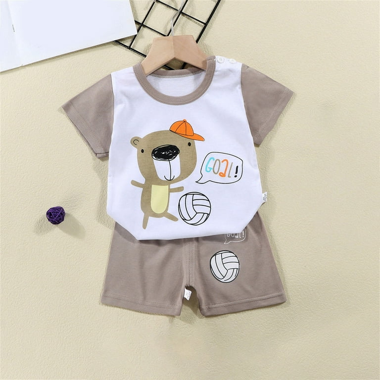 Fesfesfes Toddler Kids Baby Boys Girls Outfit Set Summer Fashion Cute Short  Sleeve Crew Neck Puppy Print Casual Suit Sizes 6M-6T on Discount 