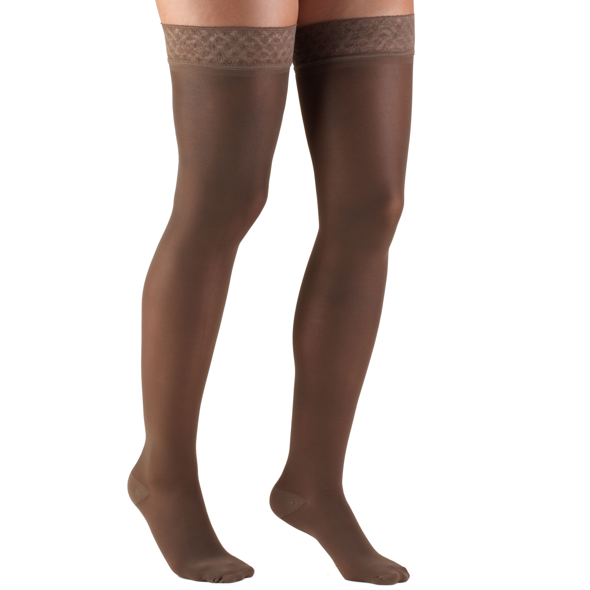 Truform Sheer Thigh High Stockings: 20 - 30 MmHg, Taupe, Large ...