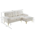 thumbnail image 2 of 84"L-Shape Sectional Couch with Chaise, Chenille Sectional Sofa with Removable Cushions and Gold-Plated Feet, Upholstered Deep Seat Sofa for Living Room, Apartment, Office, Beige, 2 of 7