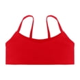 thumbnail image 3 of OOOUM Girls Basic Swim Bikini Top Adjustable Spaghetti Strap Solid Color Tank Top Stretch Breathable Layering Vest For Summer Beach Watermelon Red 9-10 Years, 3 of 9