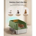 thumbnail image 5 of XL Stainless Steel Litter Box, Large Metal Cat Litter Box with High Sided for Big Cats, Easy-Clean Cat Litter Mat & Scoop, Anti-Urine Leakage (Green), 5 of 7