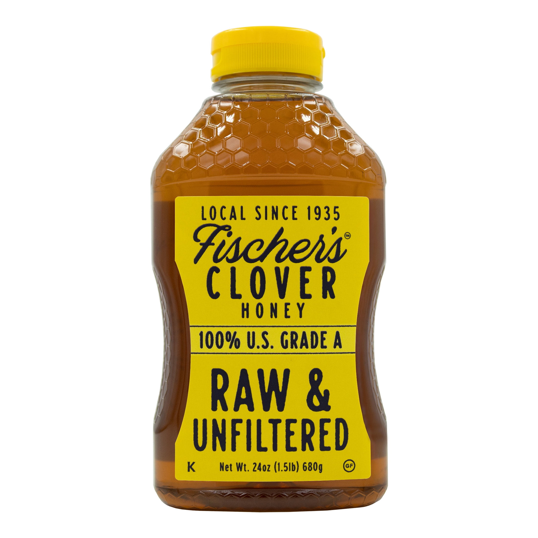 Fischer's Honey 100 Grade A, Raw and Unfiltered Clover Honey, 24 oz