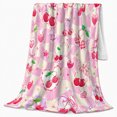 thumbnail image 2 of Red Cherry Hearts Gingham Coquette Art, Playful Artistic Scene, Warm Flannel Blanket for Home Library and Reading Nook, Celestial Art Lovers Valentine's Day Gift, Playful Home Decor, 2 of 9