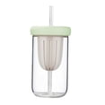 thumbnail image 1 of Abbracc Tasse à Bubble Tea pour Smoothies Gobelet en Verre avec Infuseur à Thé Café Glacé Réutilisable Vert 450 ml, 1 of 9