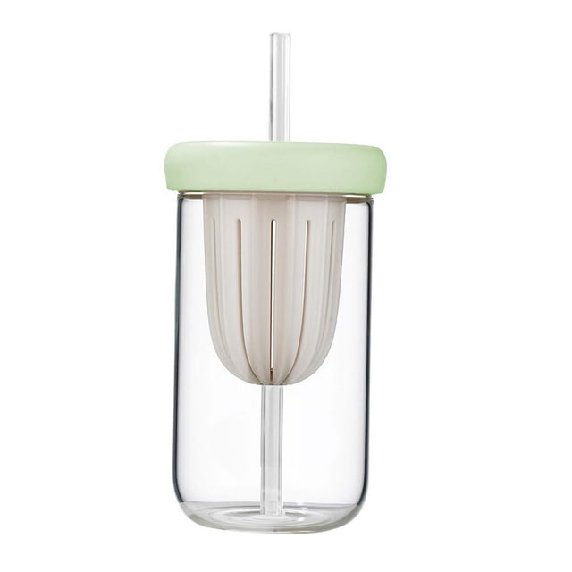 Abbracc Tasse à Bubble Tea pour Smoothies Gobelet en Verre avec Infuseur à Thé Café Glacé Réutilisable Vert 450 ml