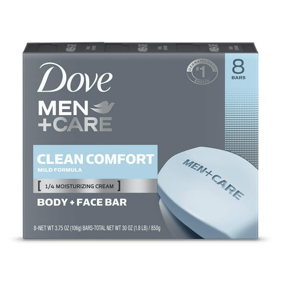 Dove Men Care Body And Face Bar To Clean And Hydrate Skin Body And Facial Cleanser More Moisturizing Than Bar Soap 3.75 Oz, 8 Bars
